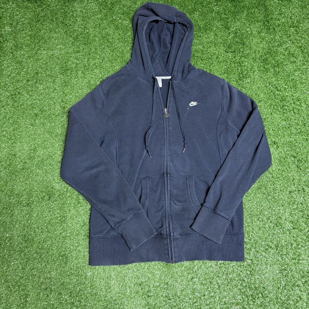 Nike Y2K Youth XL Hoodie Navy Blue Vintage 2000s Pullover Sweatshirt Zip up